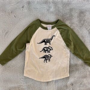 Hanna Andersson Dinosaur Raglan Shirt - Green and White